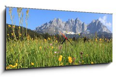 Obraz s hodinami 1D panorama - 120 x 50 cm F_AB32129331 - Wilder Kaiser 2