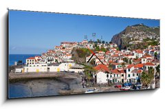 Obraz s hodinami 1D panorama - 120 x 50 cm F_AB32170648 - fishing village camara de lobos on madeira island, portugal