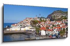 Obraz s hodinami 1D panorama - 120 x 50 cm F_AB32170648 - fishing village camara de lobos on madeira island, portugal