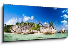 Obraz s hodinami 1D panorama - 120 x 50 cm F_AB32227704 - Anse Source d`Argent, la Digue, Seychelles