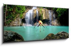 Obraz s hodinami 1D panorama - 120 x 50 cm F_AB32455007 - Waterfall in Kanchanaburi Province,Thailand