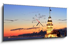Obraz s hodinami 1D panorama - 120 x 50 cm F_AB32651743 - Istanbul Maiden Tower from the east - Istanbul Maiden Tower od východu
