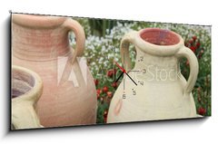 Obraz s hodinami 1D panorama - 120 x 50 cm F_AB32656633 - Kakteengarten mit Tonkr gen