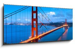 Obraz s hodinami 1D panorama - 120 x 50 cm F_AB32672774 - Golden Gate - Zlatá brána
