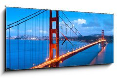 Obraz s hodinami   Golden Gate, 120 x 50 cm