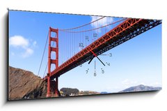 Obraz s hodinami   Golden Gate, 120 x 50 cm