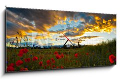 Obraz s hodinami 1D panorama - 120 x 50 cm F_AB32699667 - Poppy Field