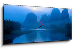 Obraz s hodinami 1D panorama - 120 x 50 cm F_AB32783688 - scenery in Guilin, China