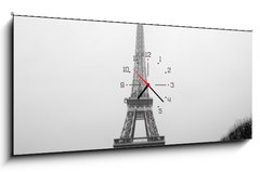 Obraz s hodinami   Eiffel tower under snow, 120 x 50 cm