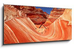 Obraz s hodinami 1D panorama - 120 x 50 cm F_AB32980879 - The Waves Canyon