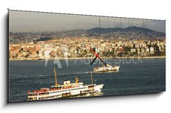 Obraz s hodinami 1D panorama - 120 x 50 cm F_AB33037800 - Istanbul Bosphorus Ferry, Turkey