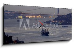 Obraz s hodinami 1D panorama - 120 x 50 cm F_AB33038207 - Bosphorus bridge, Istanbul-Turkey - Most Bosporu, Istanbul