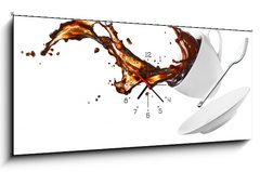 Obraz s hodinami 1D panorama - 120 x 50 cm F_AB33132237 - coffee splash