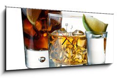 Obraz s hodinami 1D panorama - 120 x 50 cm F_AB33282321 - Cocktails and shots