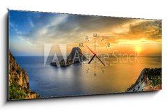 Obraz s hodinami   Isla de es vedra en cala D hort  Ibiza, 120 x 50 cm