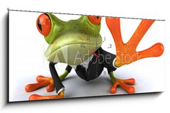 Obraz s hodinami   Business frog, 120 x 50 cm