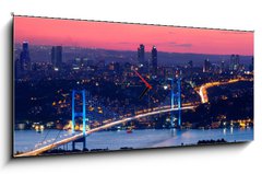 Obraz s hodinami 1D panorama - 120 x 50 cm F_AB33773130 - Istanbul Bosporus Bridge on sunset - Istanbul Bosporský most na západ slunce