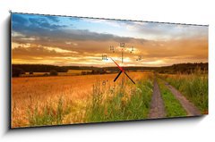 Obraz s hodinami 1D panorama - 120 x 50 cm F_AB33827076 - A sunset photo of road and countryside