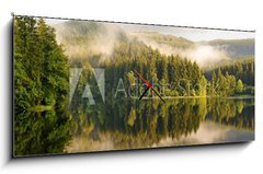 Obraz s hodinami 1D panorama - 120 x 50 cm F_AB34252157 - Sunset in S sestausee - Západ slunce v Slánusee