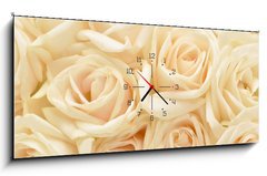 Obraz s hodinami 1D panorama - 120 x 50 cm F_AB34255853 - Beautiful white rose background - Krásné pozadí bílé růže