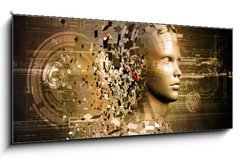 Obraz s hodinami 1D panorama - 120 x 50 cm F_AB34266129 - abstract character shattered into pieces - abstraktní charakter roztříštěný na kusy