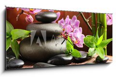 Obraz s hodinami   Spa concept, 120 x 50 cm