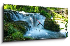 Obraz s hodinami 1D panorama - 120 x 50 cm F_AB34351832 - Waterfall