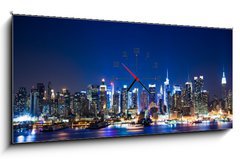 Obraz s hodinami 1D panorama - 120 x 50 cm F_AB34501369 - New York Manhattan skyline