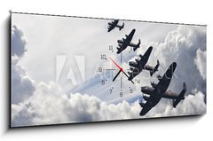 Obraz s hodinami 1D panorama - 120 x 50 cm F_AB34846606 - World War Two British vintage flight formation - Druh svtov vlka britsk letov formace