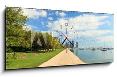 Obraz s hodinami   Lake Michigan lakeshore trail in Chicago, 120 x 50 cm