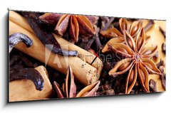 Obraz s hodinami 1D panorama - 120 x 50 cm F_AB35422111 - Orientalische Gewrze - Orientální koření