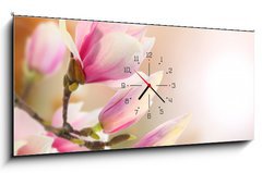 Obraz s hodinami 1D panorama - 120 x 50 cm F_AB35514806 - magnolia - magnólie