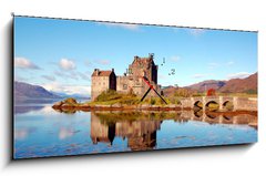 Obraz s hodinami 1D - 120 x 50 cm F_AB35636521 - Eilean Donan Castle, Highlands, Scotland - Hrad Eilean Donan, Vysočiny, Skotsko
