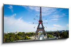 Obraz s hodinami 1D panorama - 120 x 50 cm F_AB35666922 - Tour Eiffel Paris France