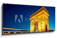 Obraz s hodinami 1D panorama - 120 x 50 cm F_AB35687820 - Arc de Triomphe Champs Elyses Paris France