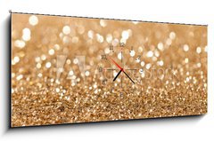 Obraz s hodinami 1D panorama - 120 x 50 cm F_AB35846990 - gold twinkled background - christmas - zlaté zářivé pozadí