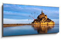 Obraz s hodinami   Le Mont Saint Michel, France, 120 x 50 cm