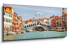 Obraz s hodinami 1D panorama - 120 x 50 cm F_AB36409626 - Rialto Bridge over Grand canal in Venice