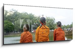 Obraz s hodinami 1D panorama - 120 x 50 cm F_AB36480466 - Monks
