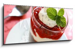 Obraz s hodinami 1D panorama - 120 x 50 cm F_AB36810911 - Chocolate Pudding Parfait - okoldov pudink Parfait