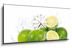 Obraz s hodinami 1D panorama - 120 x 50 cm F_AB37016449 - lime splash