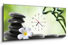 Obraz s hodinami   Bamboo and frangipani for spa salon, 120 x 50 cm