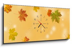Obraz s hodinami 1D panorama - 120 x 50 cm F_AB370583314 - autumn maple leaf