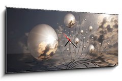 Obraz s hodinami   cration numrique 3, 120 x 50 cm