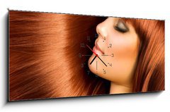 Obraz s hodinami 1D panorama - 120 x 50 cm F_AB37372485 - Healthy Hair - Zdrav vlasy