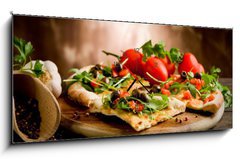 Obraz s hodinami 1D panorama - 120 x 50 cm F_AB37424511 - Pizza Vegetariana