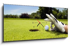 Obraz s hodinami 1D panorama - 120 x 50 cm F_AB3805293 - Golf club - Golfový klub