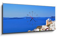 Obraz s hodinami 1D panorama - 120 x 50 cm F_AB38059127 - Traditional village of Thira at Santorini island in Greece