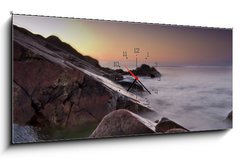 Obraz s hodinami 1D panorama - 120 x 50 cm F_AB38104891 - the coast at sunrise
