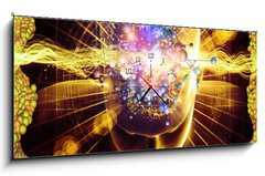 Obraz s hodinami   Molecular Thoughts, 120 x 50 cm